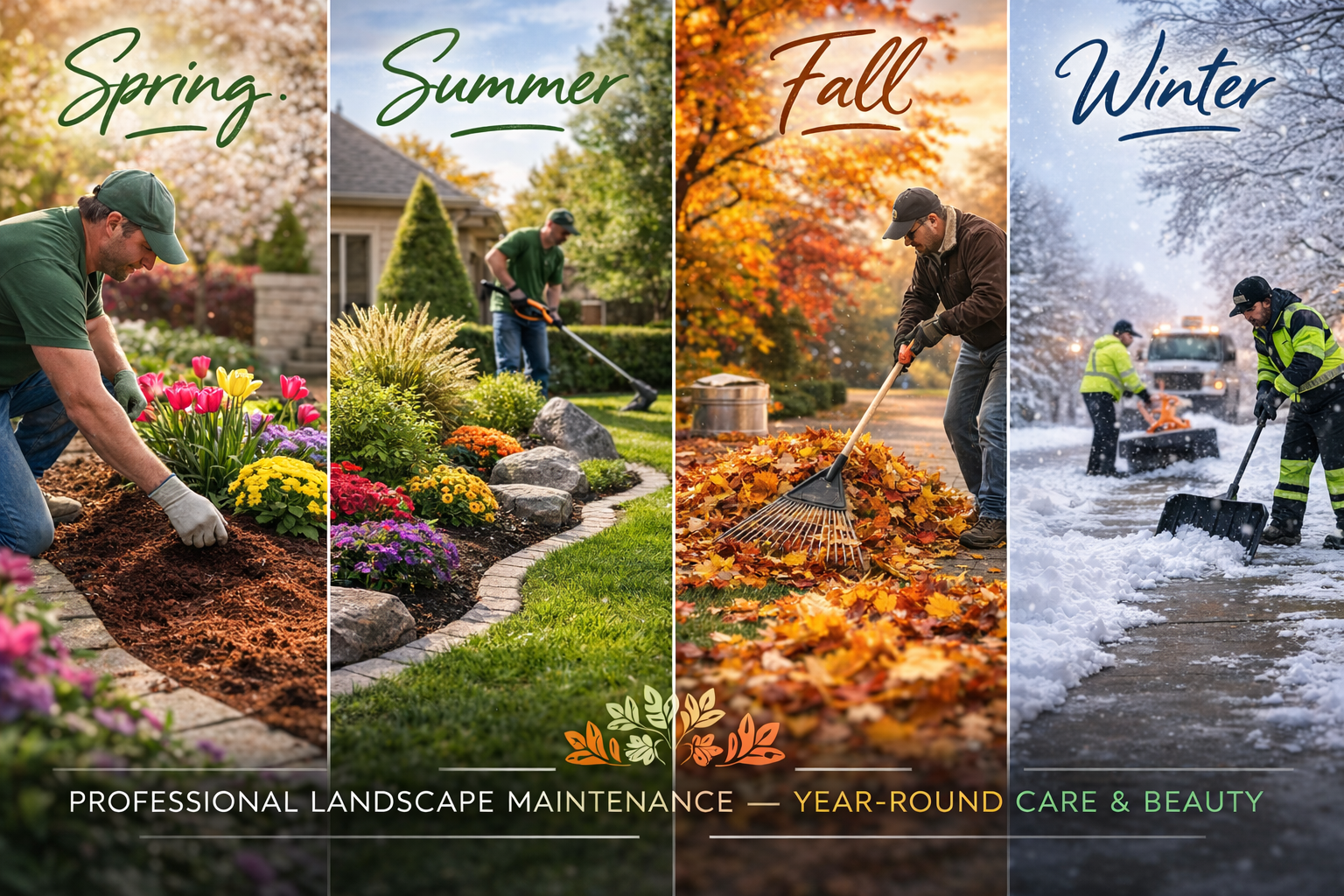 Year-round landscaping care in action